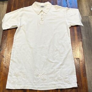 vintage Johnny Was White T Shirt polo dress L